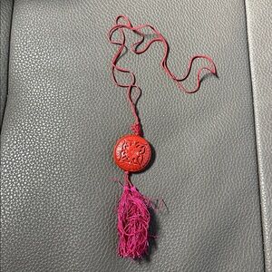 Vintage Hand Carved Cinnabar Pendant